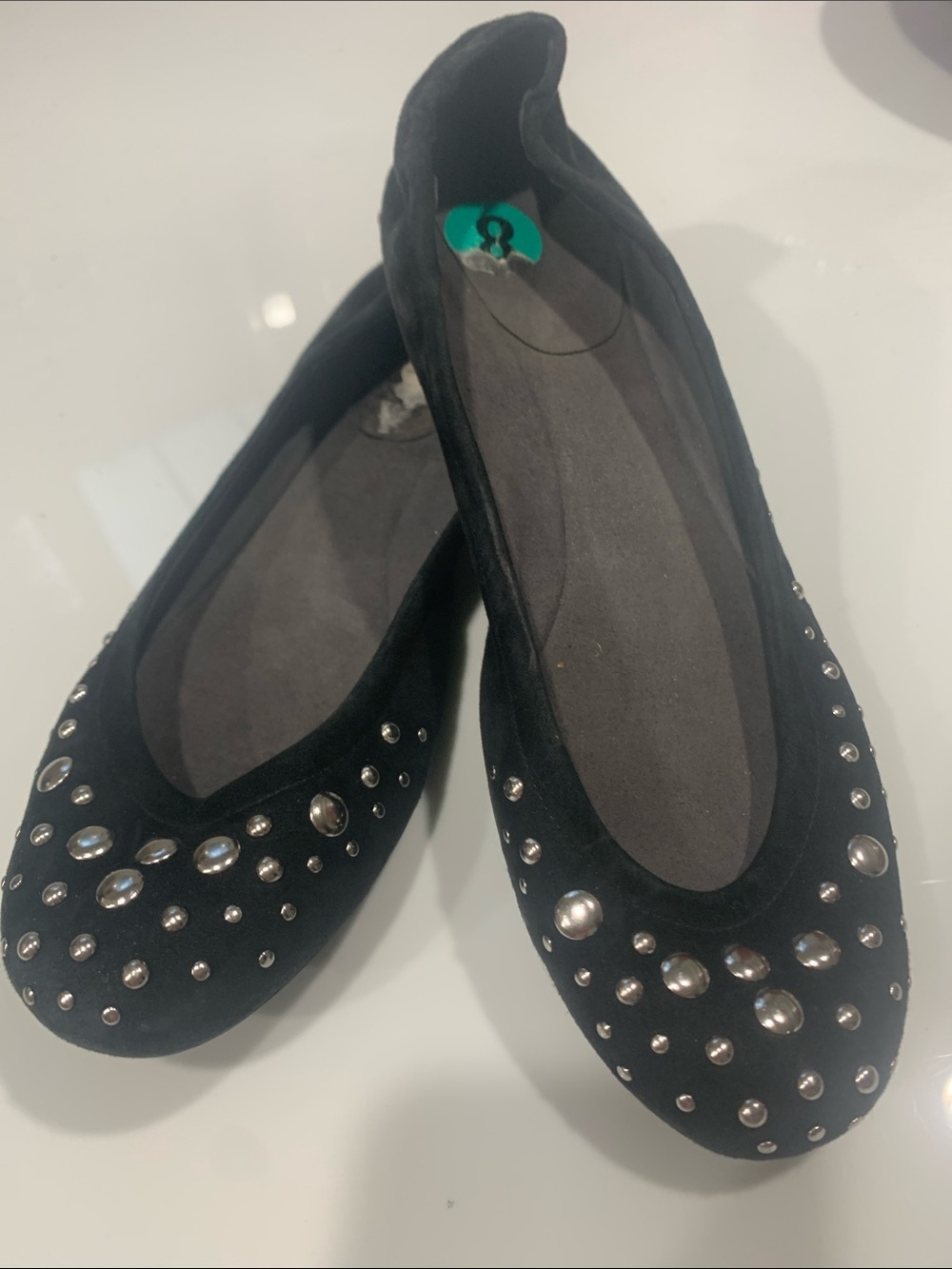 New Women’s Black Studded Ballet Flats size 8